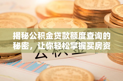 琅琊揭秘公积金贷款额度查询的秘密，让你轻松掌握买房资金规划